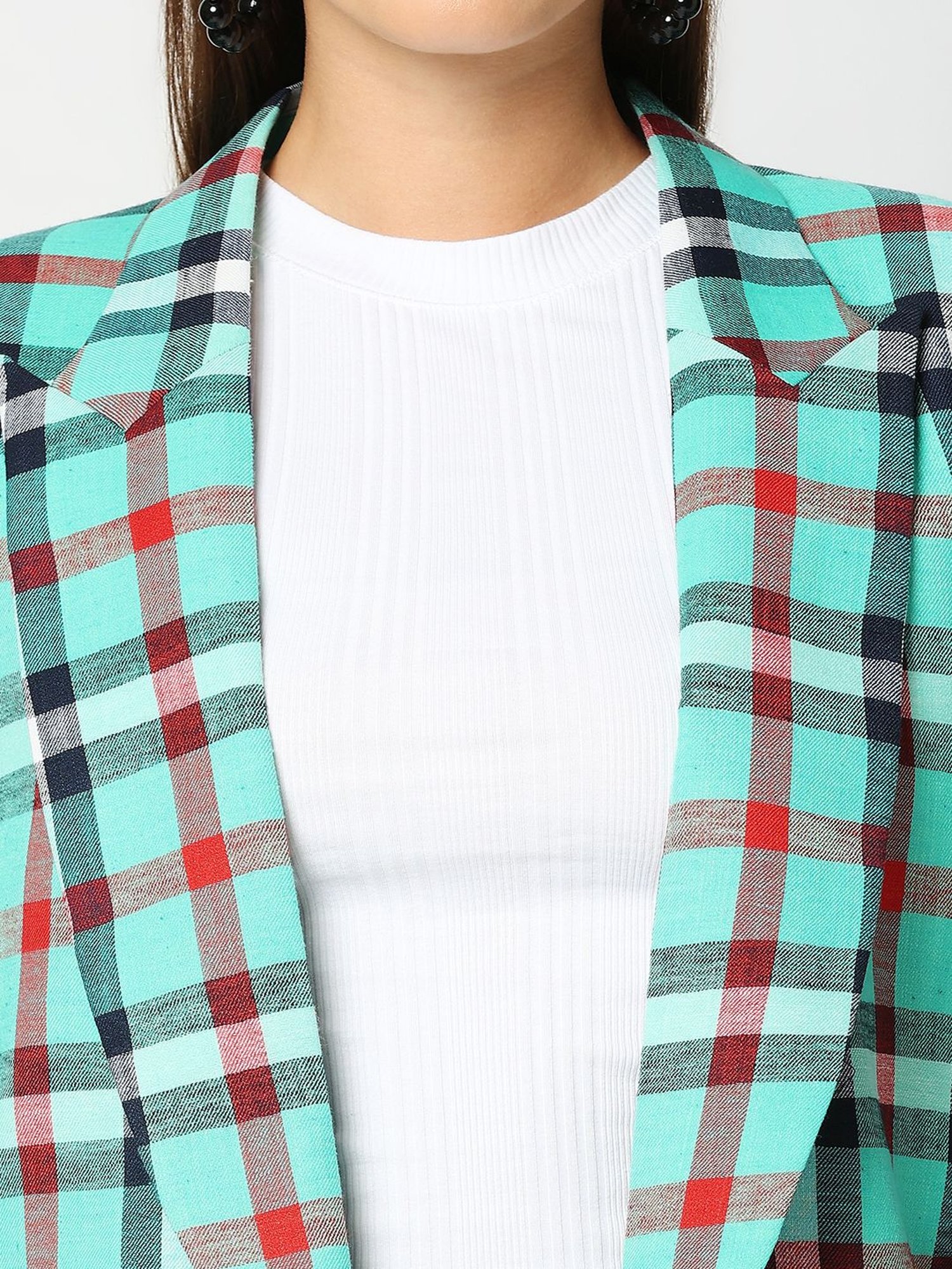 Remanika Green Pure Cotton Chequered Jacket