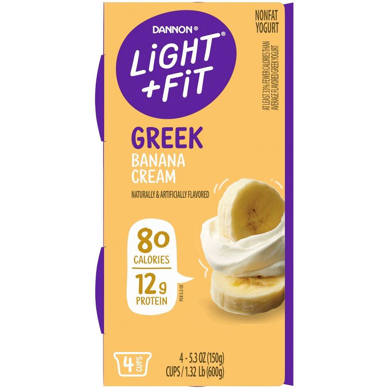 Dannon Light and Fit Banana Cream Flavored Greek Yogurt - 4ct - 5.3oz