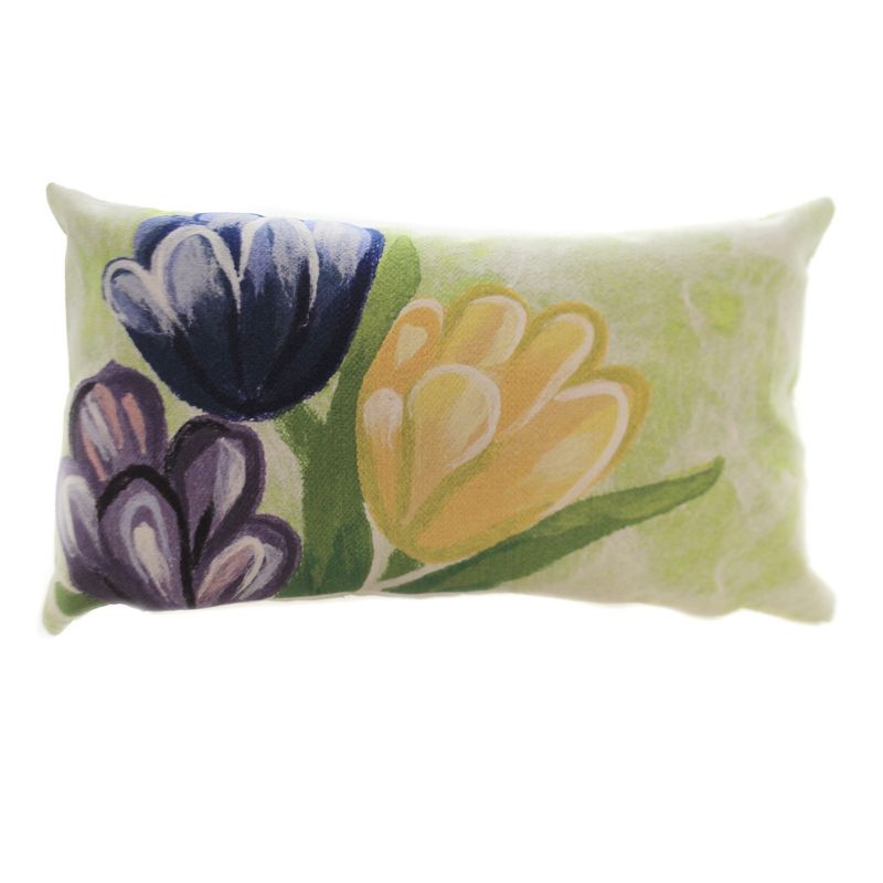 Home & Garden 12.0" Tulips Cool Lumbar Pillow Indoor Outdoor Spring Liora Manne  -  Decorative Pillow