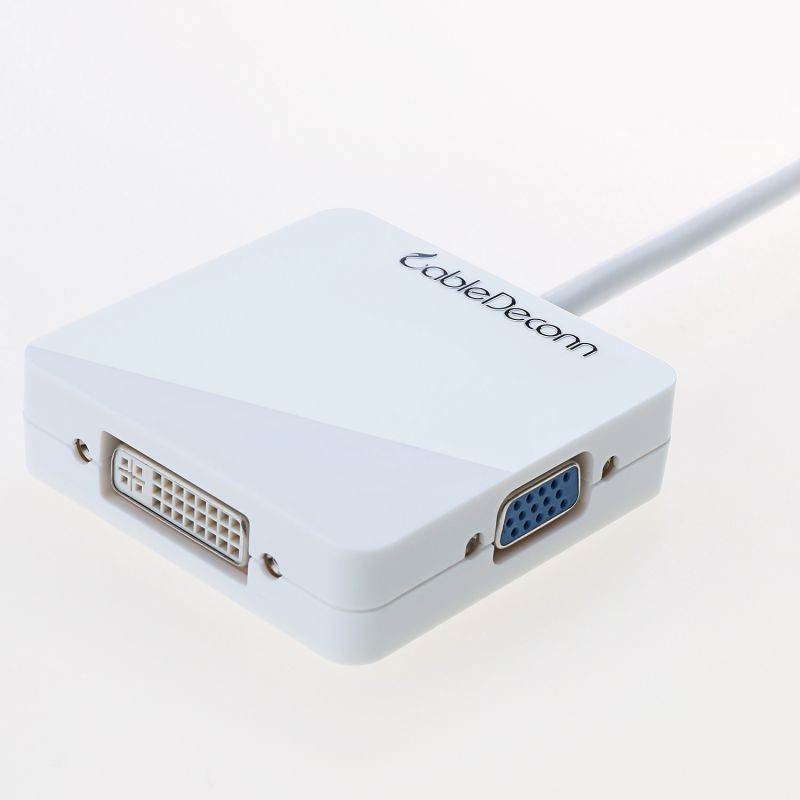 CableDeconn Mini Display Port DP (Thunderbolt Port Compatible) to DVI VGA HDMI TV AV HDTV Adapter cable 3 in1 for Mac Book