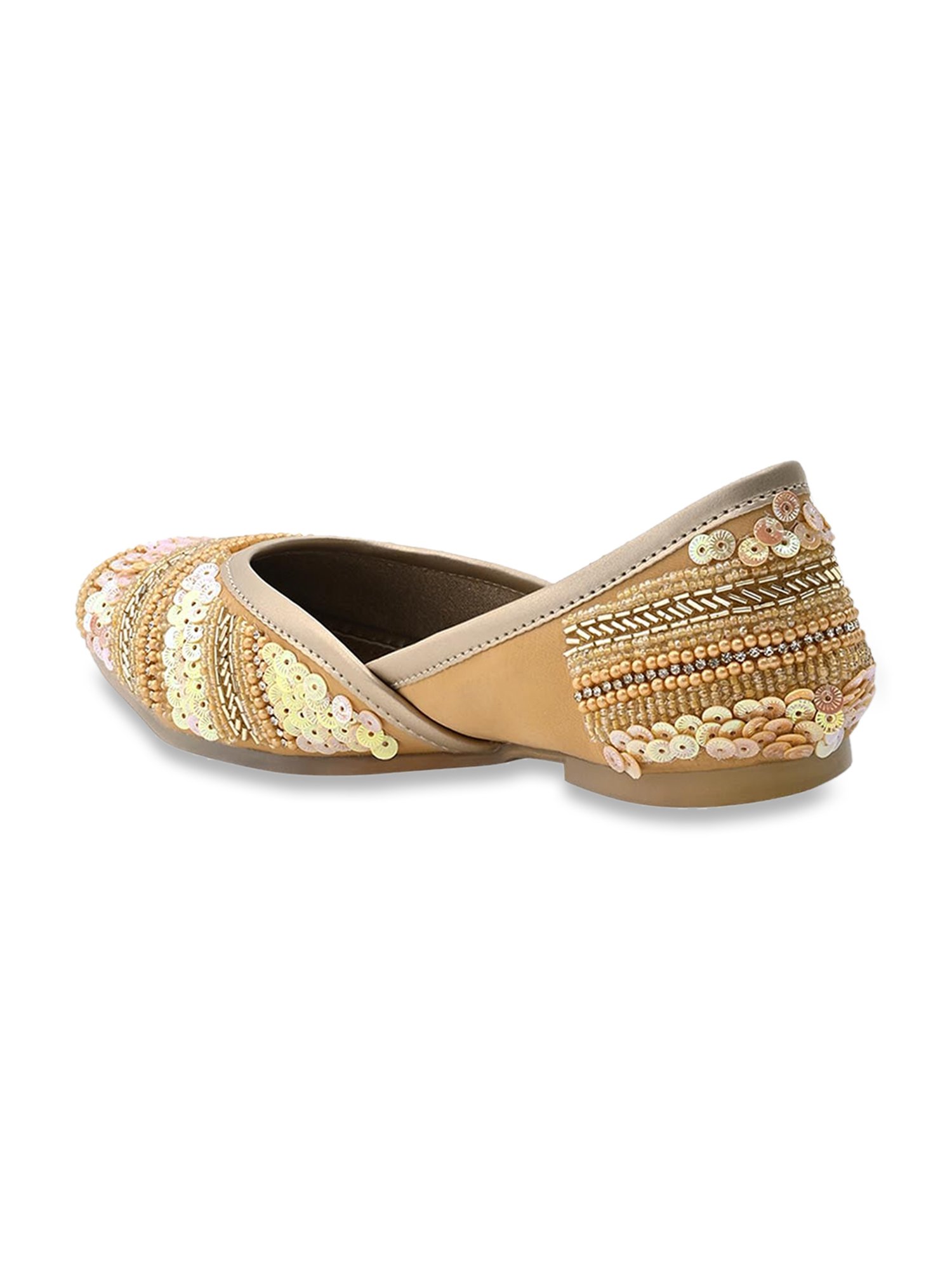 Jove Women's Golden Ethnic Juttis
