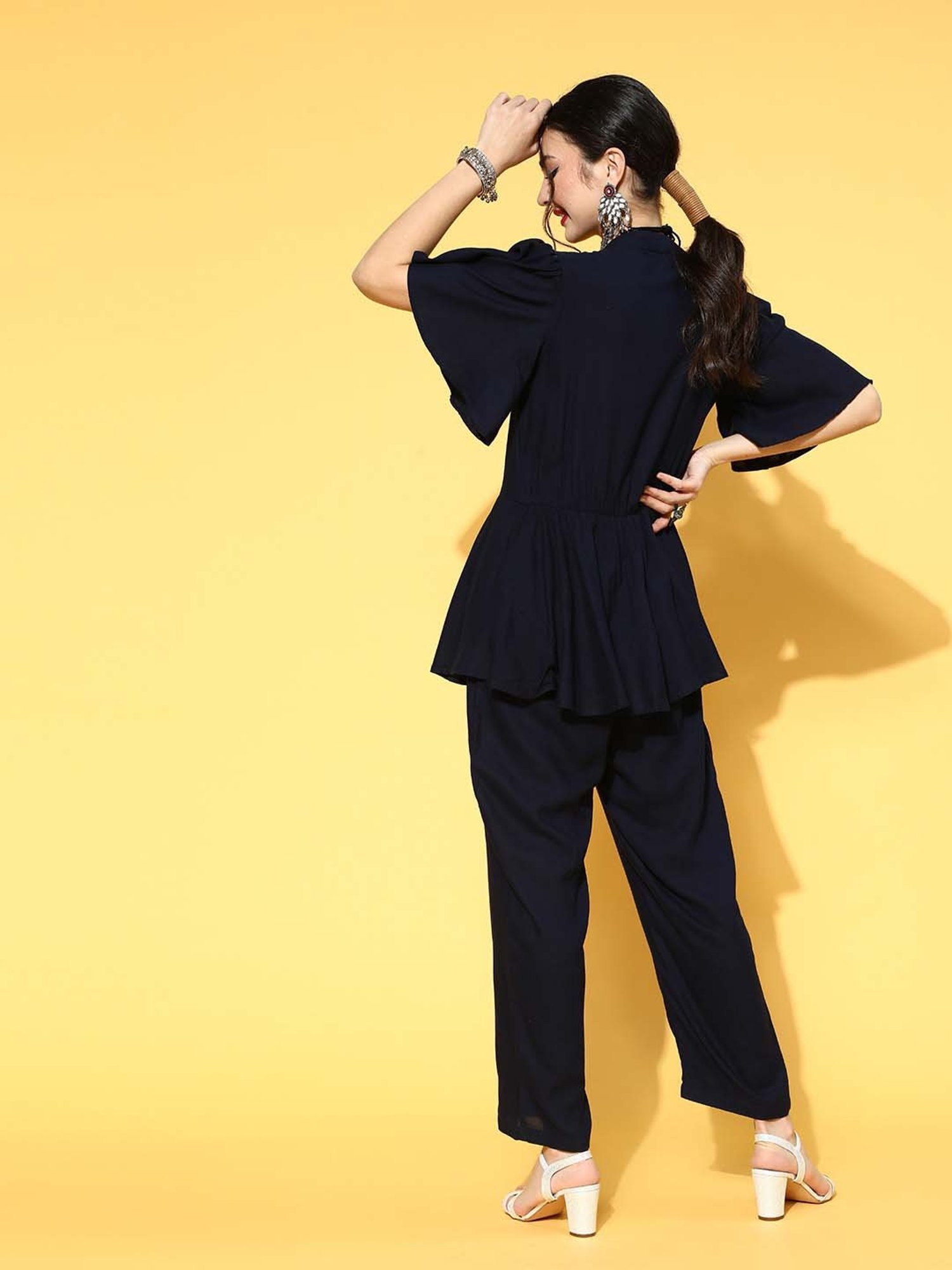 Yufta Navy Short Sleeves Jumpsuit