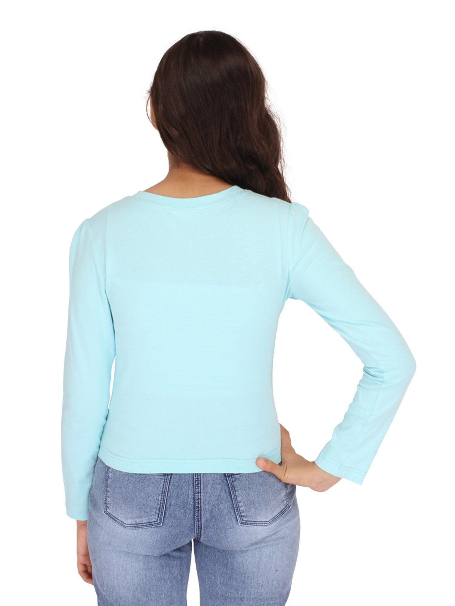 Cutecumber Kids Aqua Printed Full Sleeves Top