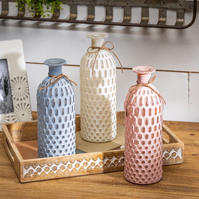 Lone Elm Studios Set of 3 10-inch tall glass vases