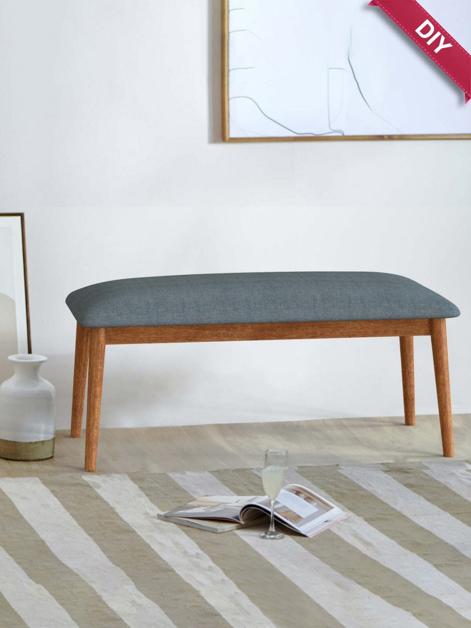 Picardy Vanity Stool Fabric/Antique Pearl - Acme Furniture