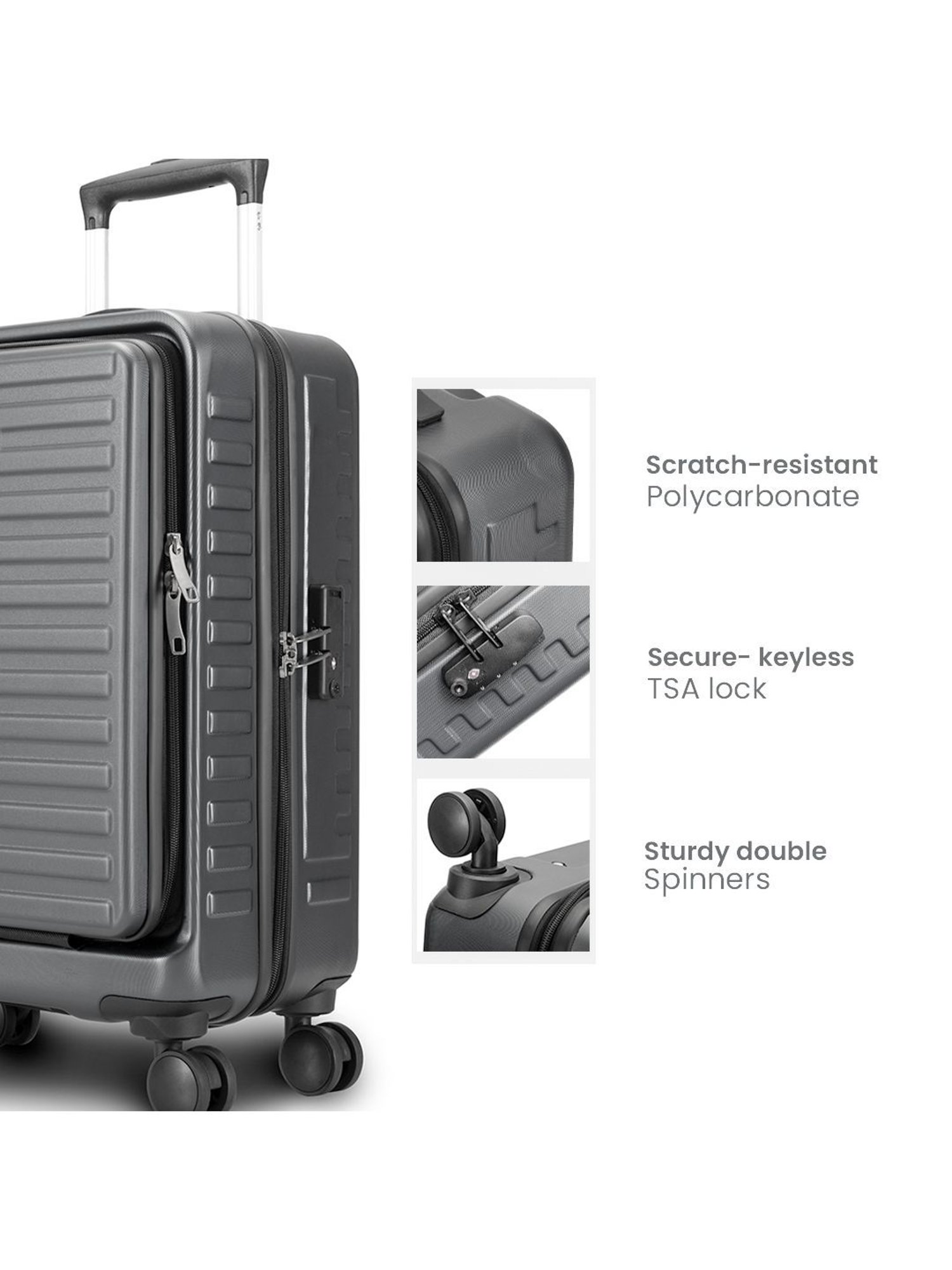 Assembly Grey Textured Small Cabin Trolley - 20 inch