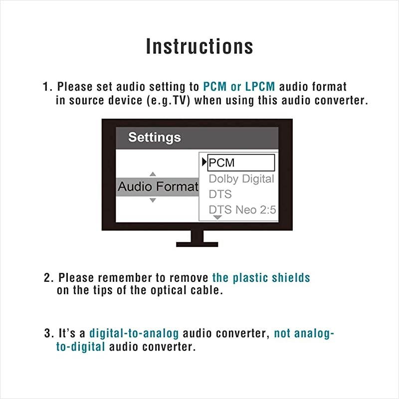 Digital-to-Analog Audio Converter 192Khz,  DAC Digital Coaxial and Optical (Toslink) to Analog 3.5mm AUX and RCA (L/R) Stereo Audio Adapter with Fiber and Coax Cable