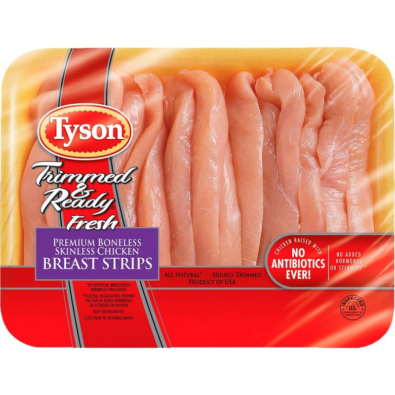Tyson Trimmed & Ready Chicken Breast Strips - 0.84-2.5 lbs - price per lb
