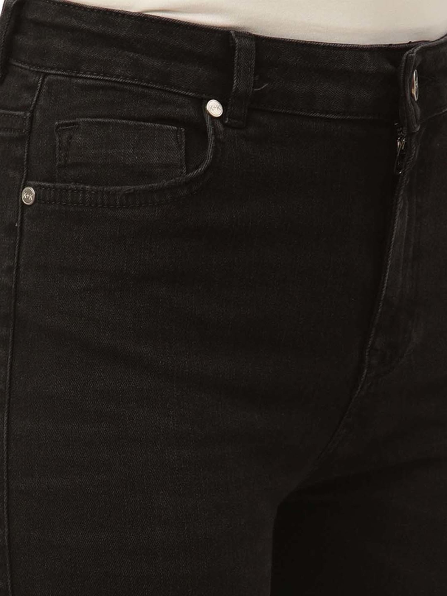 KENDALL + KYLIE Black Cotton Mid Rise Jeans