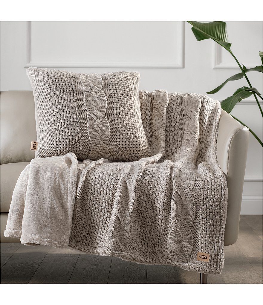 UGG Erie Cable Knit Faux Fur Throw