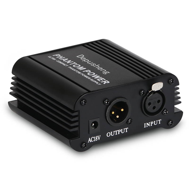 Depusheng USB 1- Channel 48V Phantom Power Supply w/ Adapter XLR Audio Cable for Condenser Micro Microphone Music Equipment