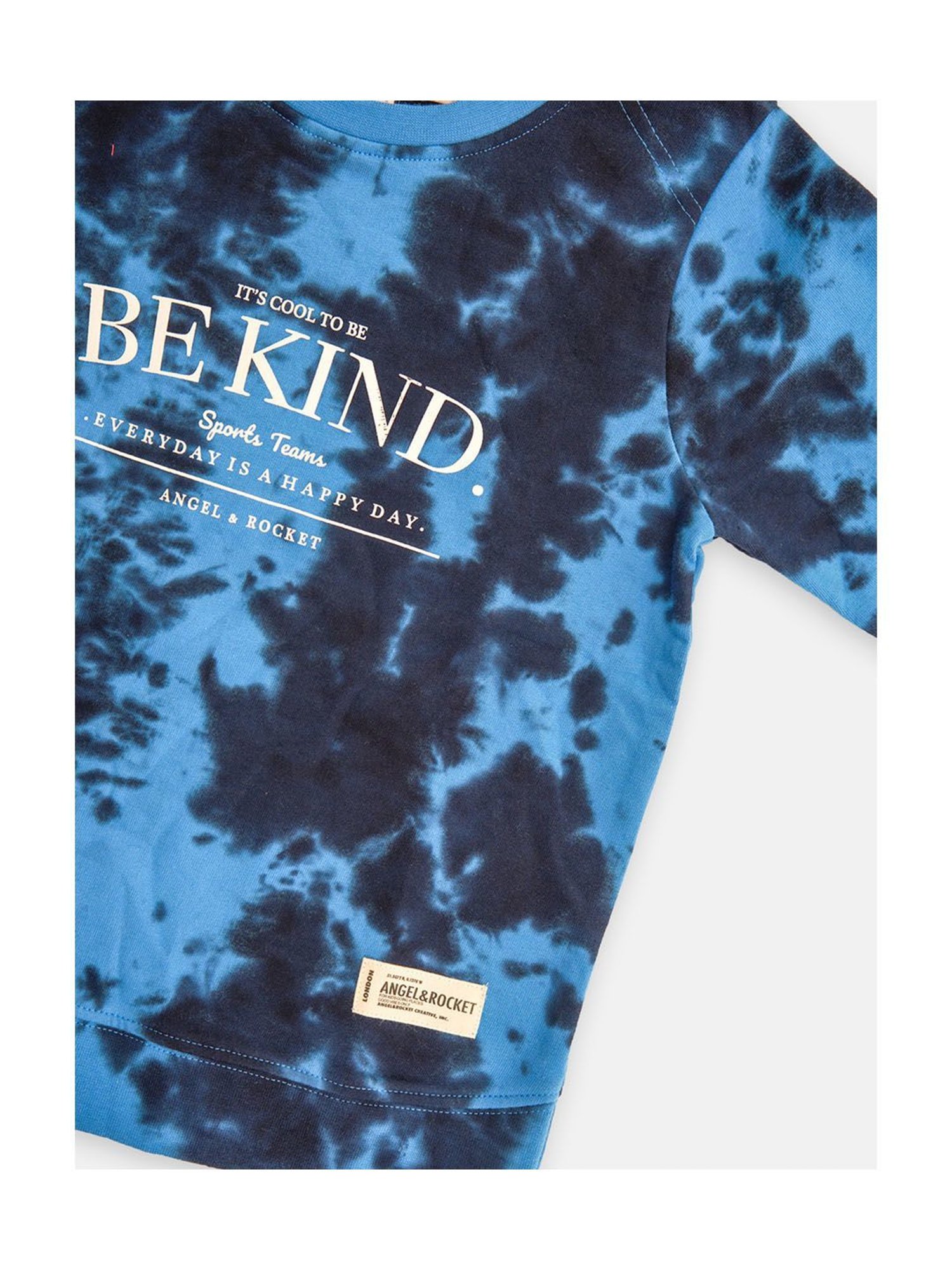 Angel & Rocket Kids Blue Printed Full Sleeves Sweatshirt