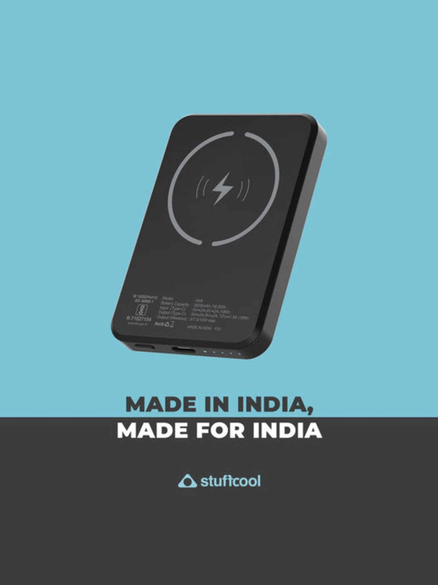 Stuffcool Click 5000mAh Magnetic Wireless Powerbank (Black)