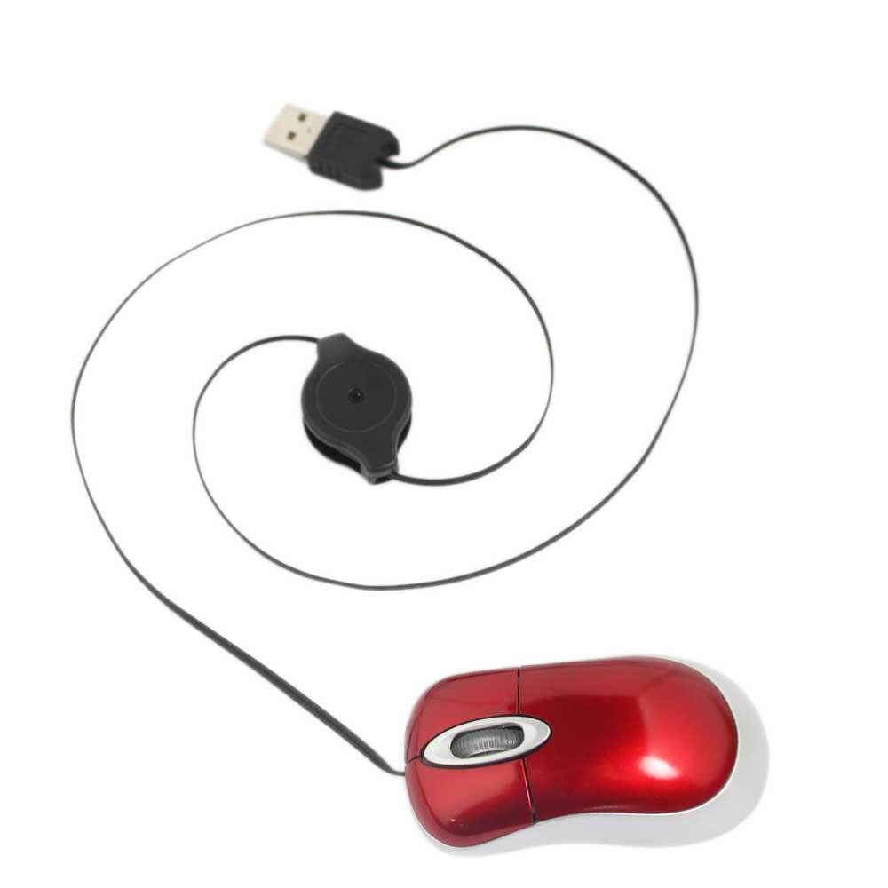 6082 USB Mini Retractable Optical Scroll Wheel Mouse Red