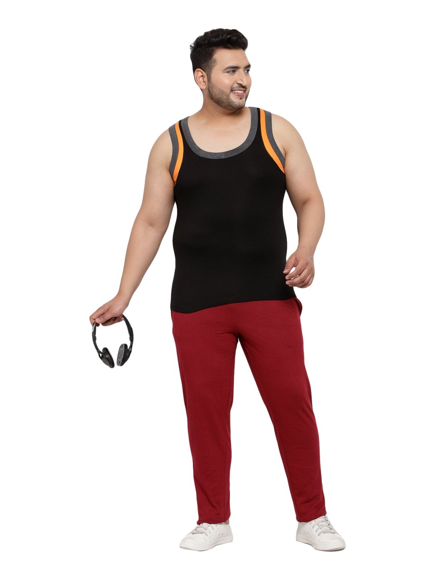 Melon by PlusS Black Cotton Regular Fit Vest