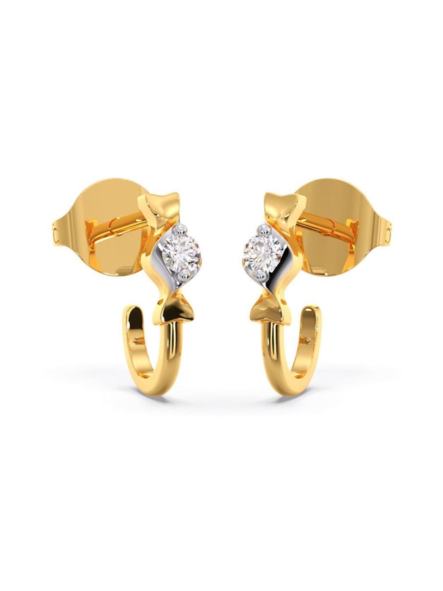 Candere by Kalyan Jewellers 18k Yellow Gold Diamond Stud Earrings for Women