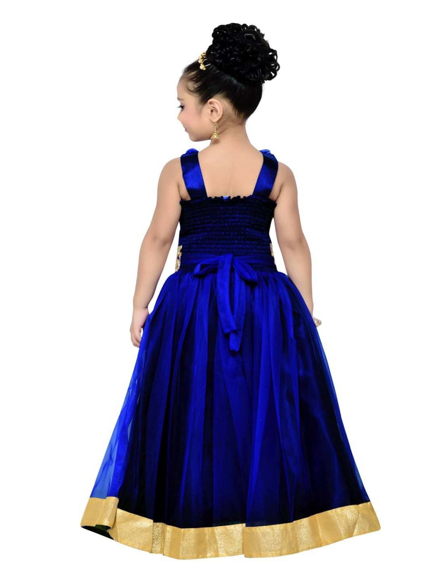 AJ Dezines Kids Navy Zari Work Gown