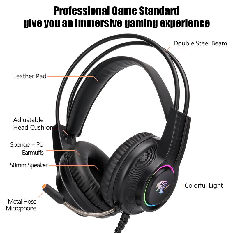 7.1 Stereo Surround Sound Wired Headset USB Game Headset With Mic & LED Noise Cancellation For Desktop Computer Games