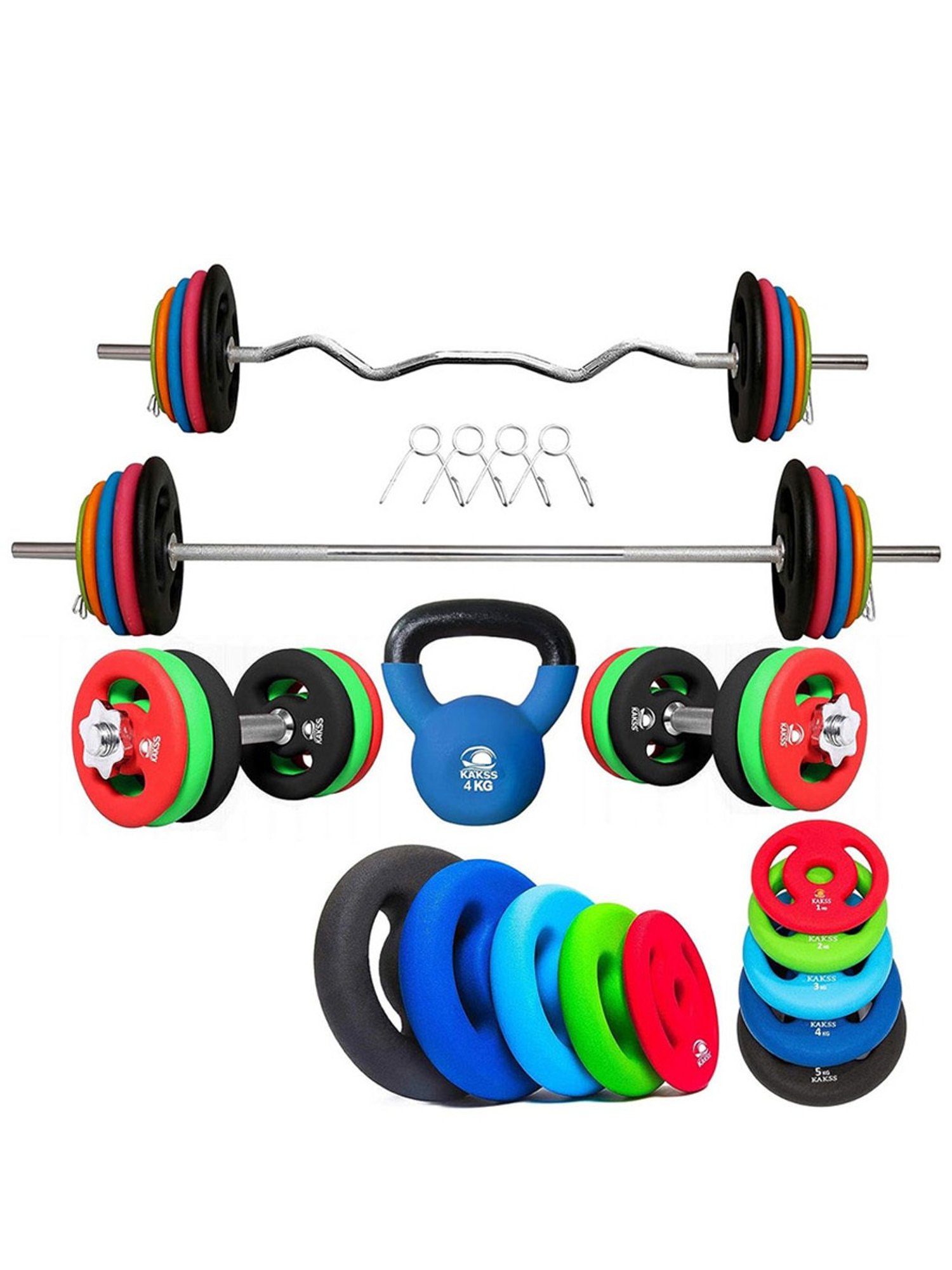 Kakss Best Home Gym Training with Exclusive Neoprene Coated Weight Plates (Multicolor) Size - 10KG