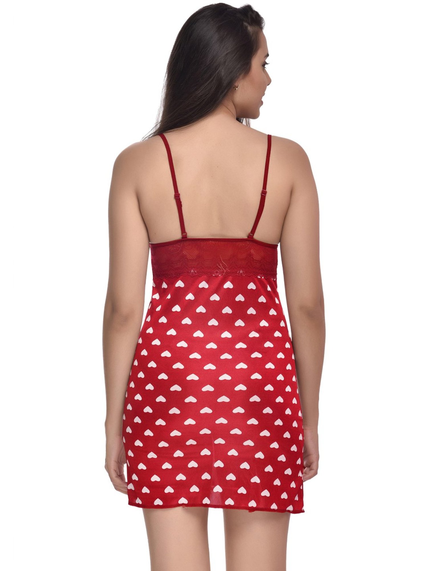 AROUSY Red & Purple Self Pattern Baby Dolls - Pack Of 3