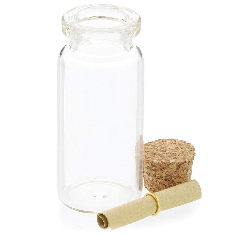 48 Pack Small Glass Jars Storage Cork Bottles with Lid Holds 10ml - Message in a Bottle, 0.5 x 2.15 Inches, Clear