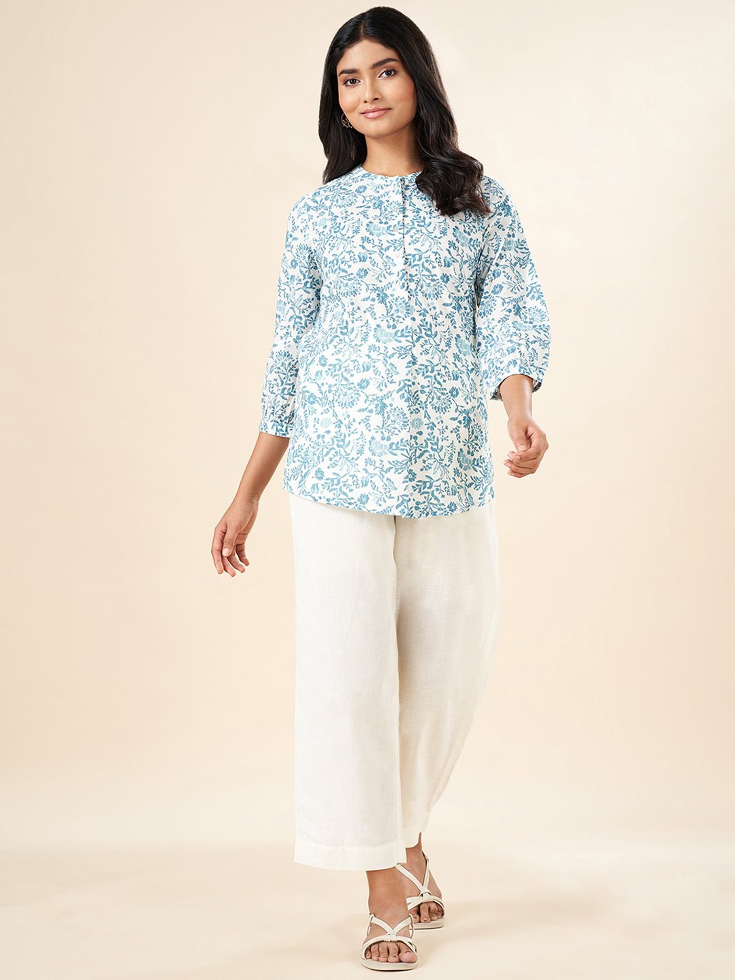 Akkriti by Pantaloons White Floral Print Tunic