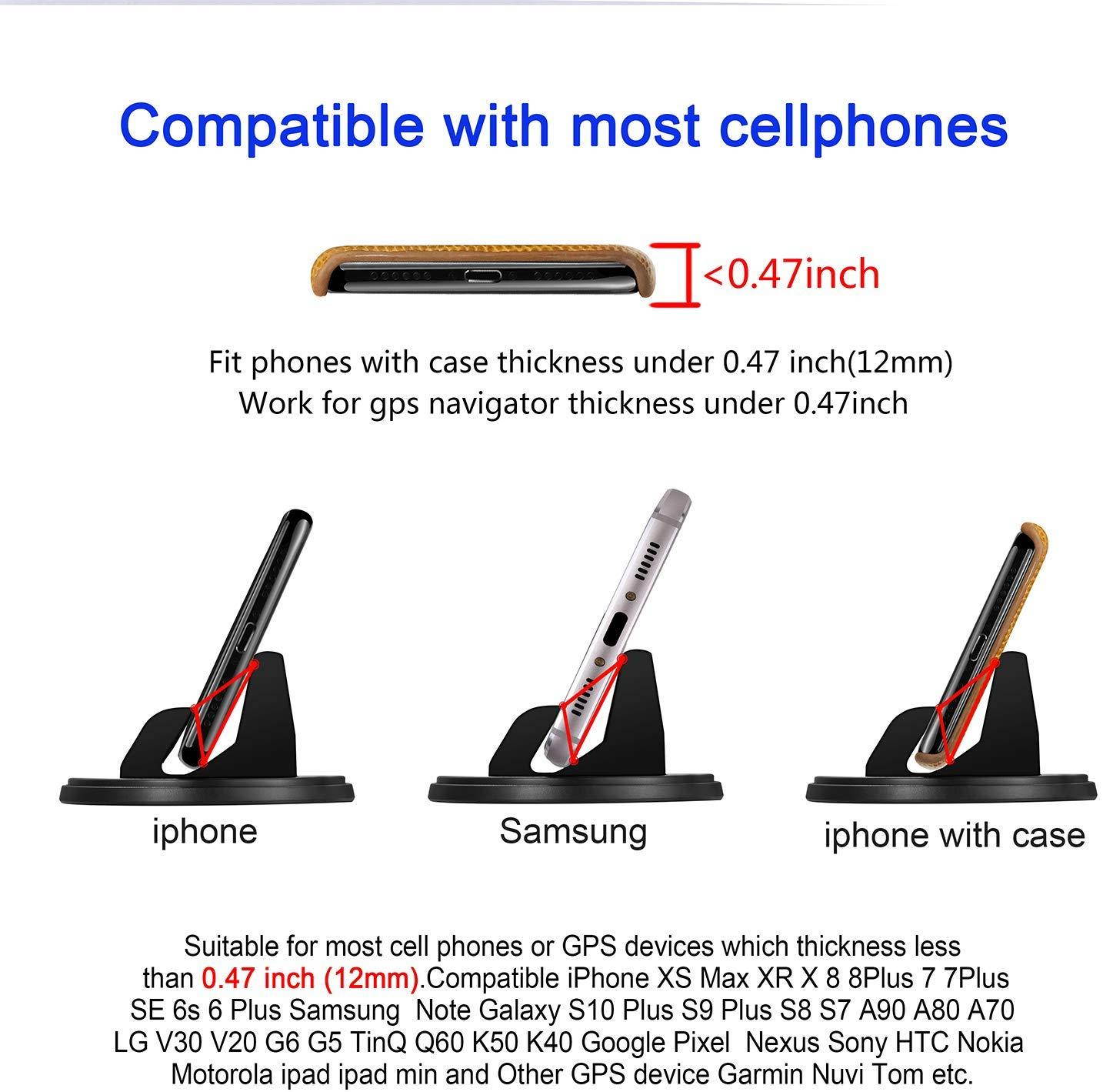 Dashboard Cell Phone Holder,SRUNP Car Phone Mount[Vertical Horizontal 360&deg;Rotate] Dash Cell Phone Holder for Car Cradle Compatible iPhone 11 Pro Max XS XR X 8 7 6 Samsung Galaxy Note S10+ Smartphones