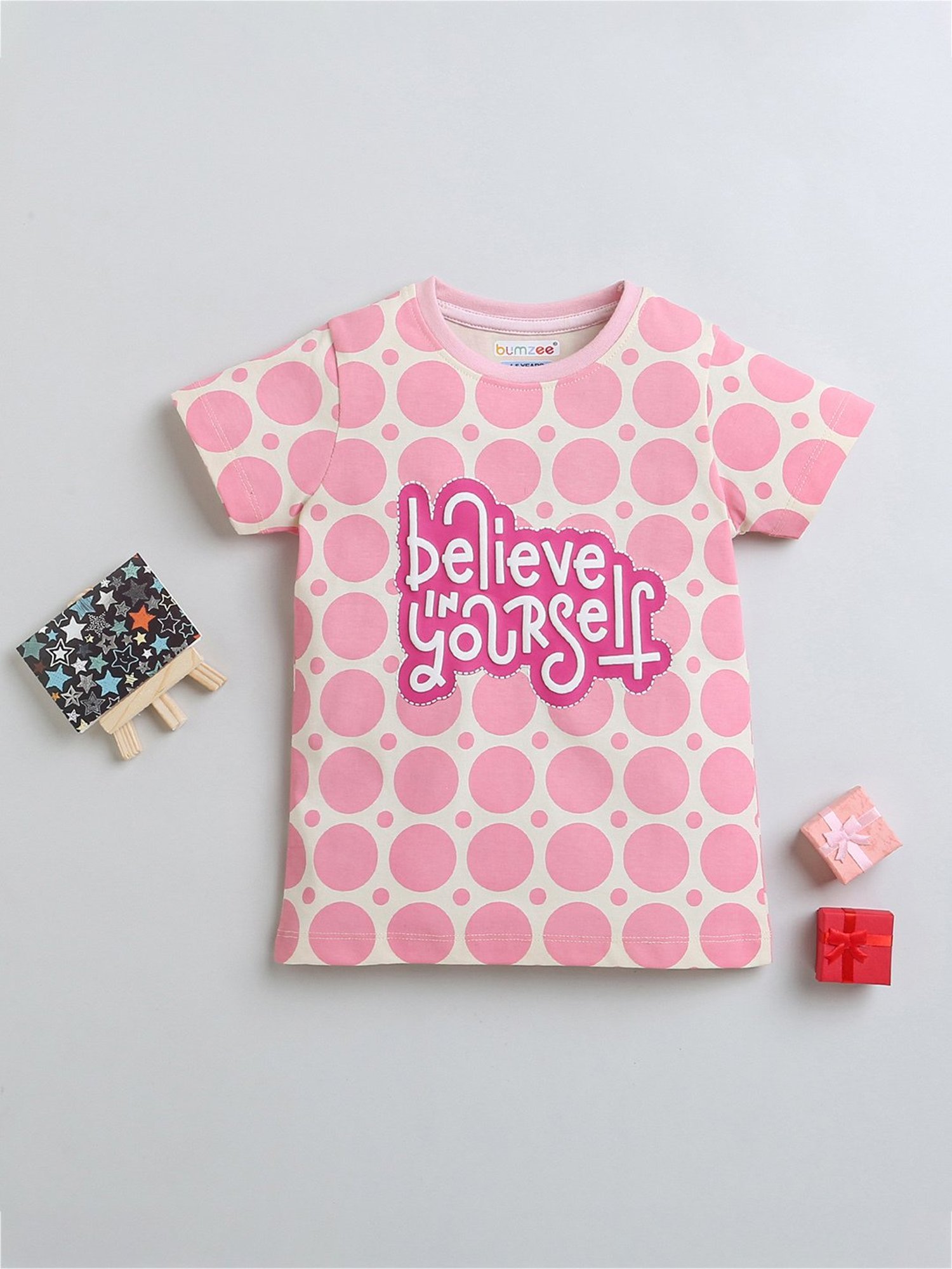 Bumzee Kids Peach Printed T-Shirt