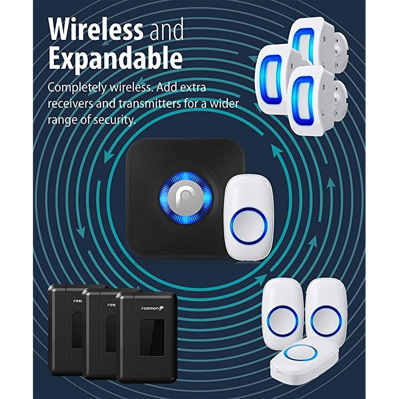WaveLink 51009HOM Wireless Door Open Chime 500FT 58 Tunes 4 Volume Levels LED Indicators 1 Magnetic Door Entry Alert Security Contact Sensor 1 Wireless Doorbell Plugin Receiver