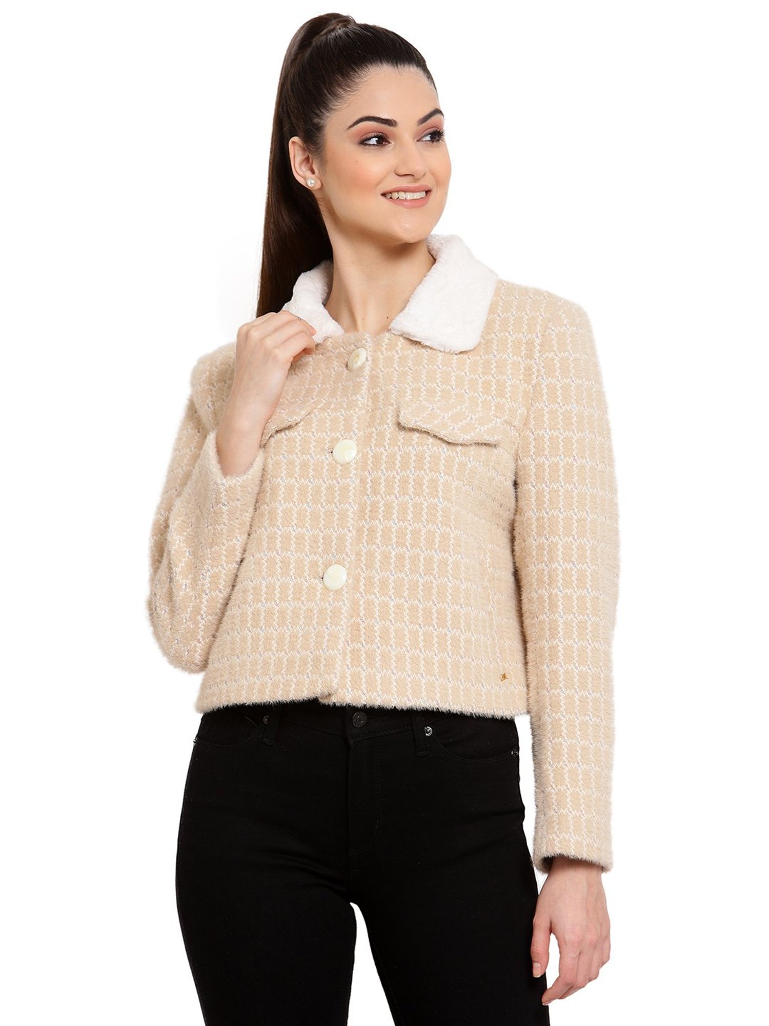 Juelle Beige Full Sleeves Casual Jacket