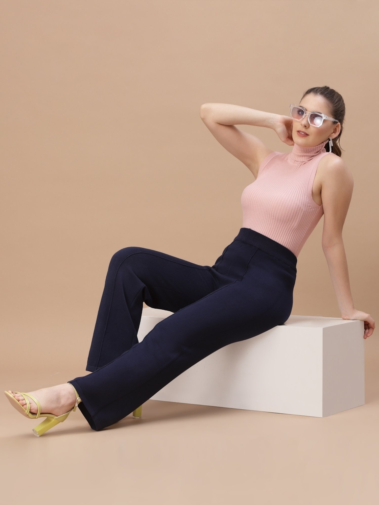 Mafadeny Navy Mid Rise Palazzos