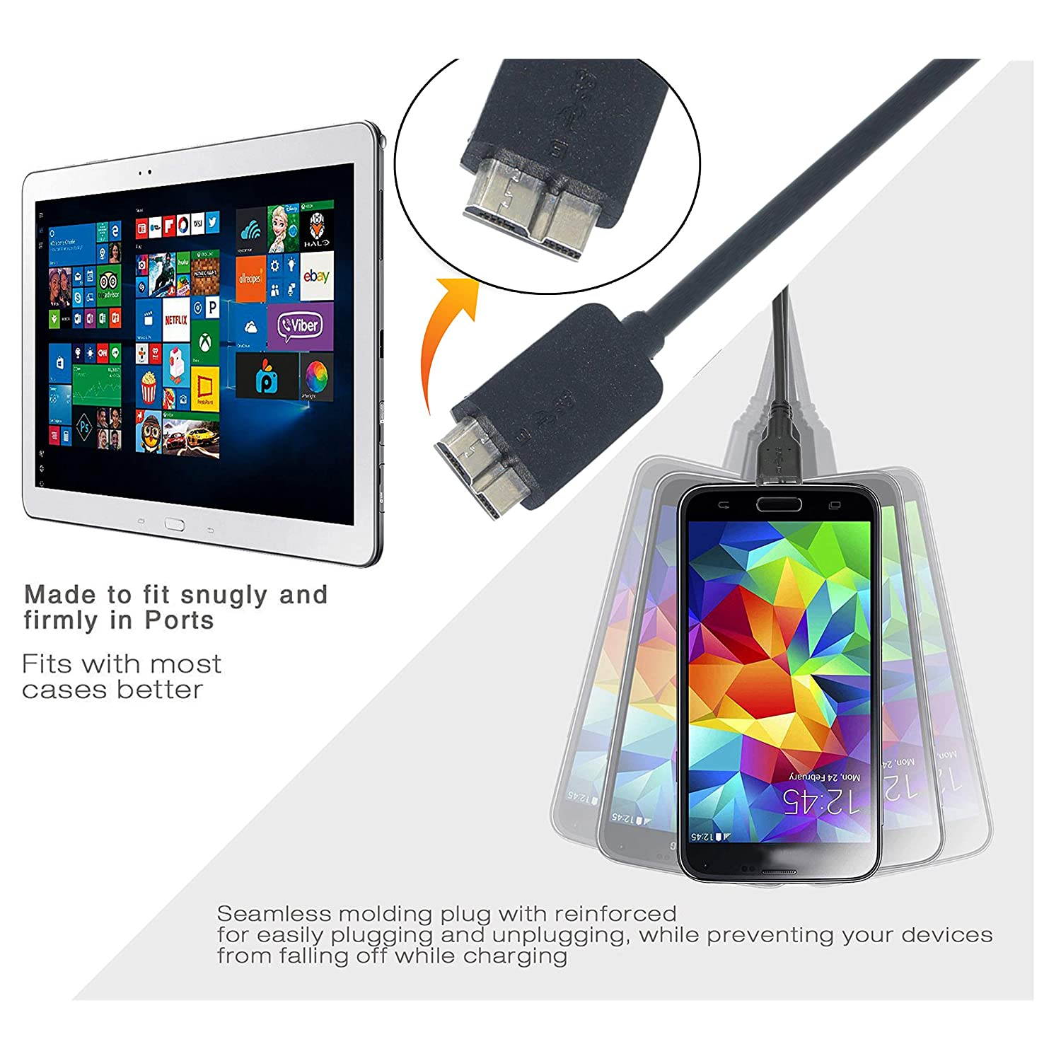 SaiTech IT USB 3.0 Cable A to Micro B high speed upto 5 Gbps data transfer cable for Portable External Hard Drive (SaiTech IT-015)