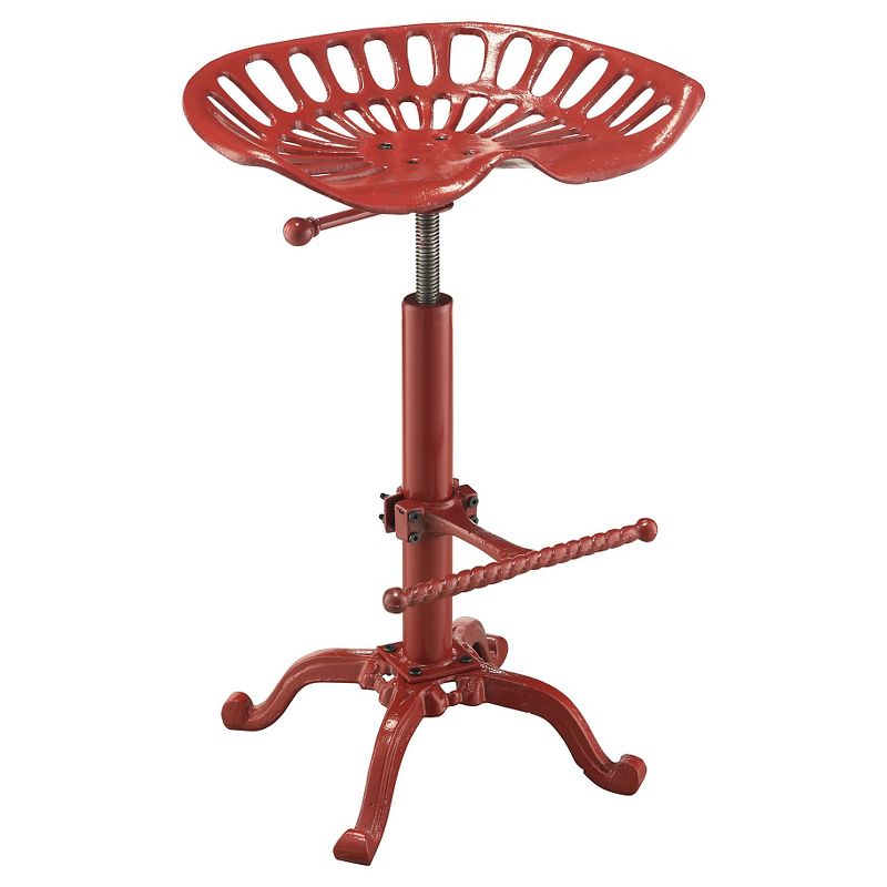 Adjustable Tractor Seat Counter Height Barstool Metal/Red - Hunter