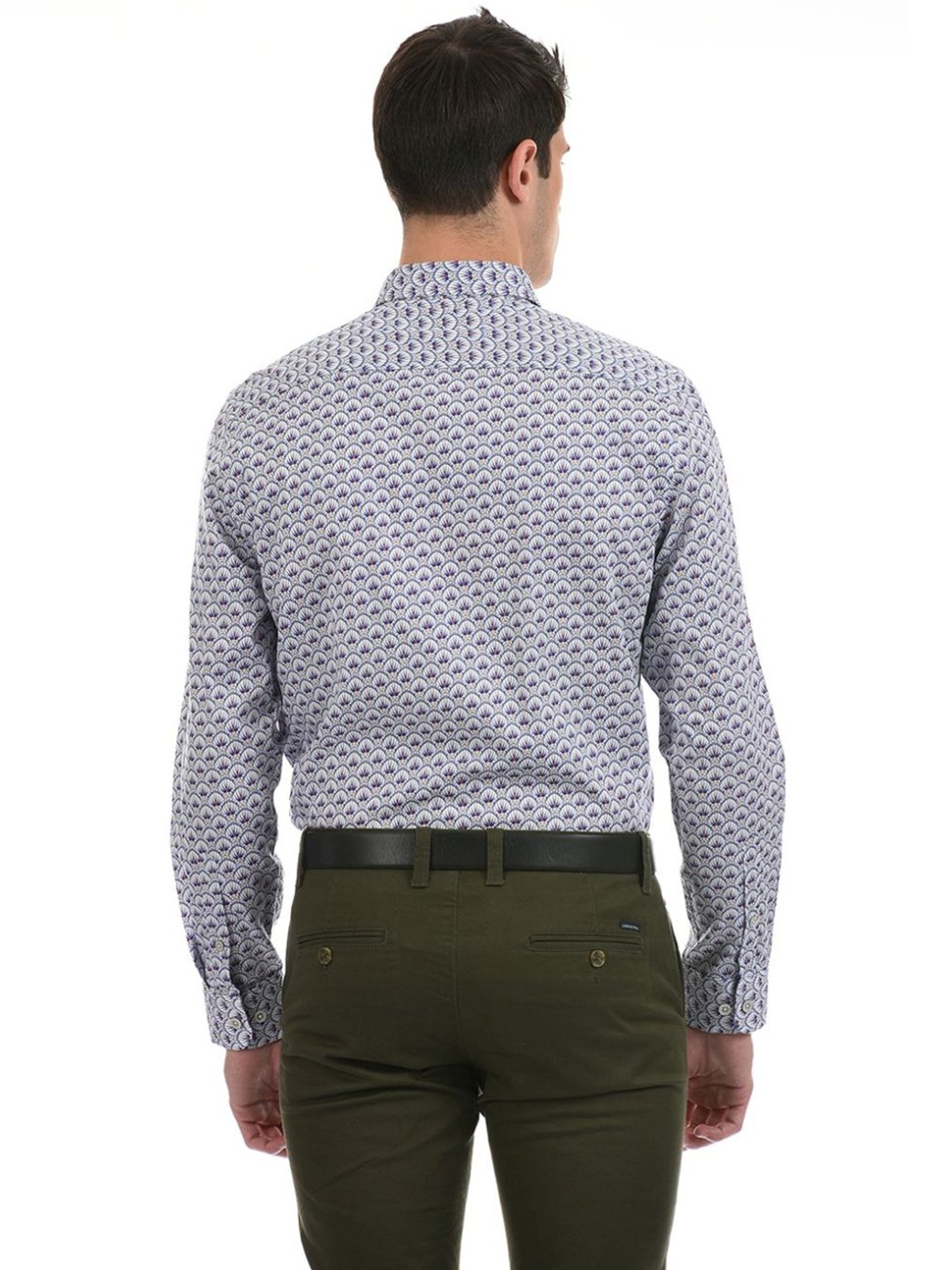 London Fog White Regular Fit Printed Shirt