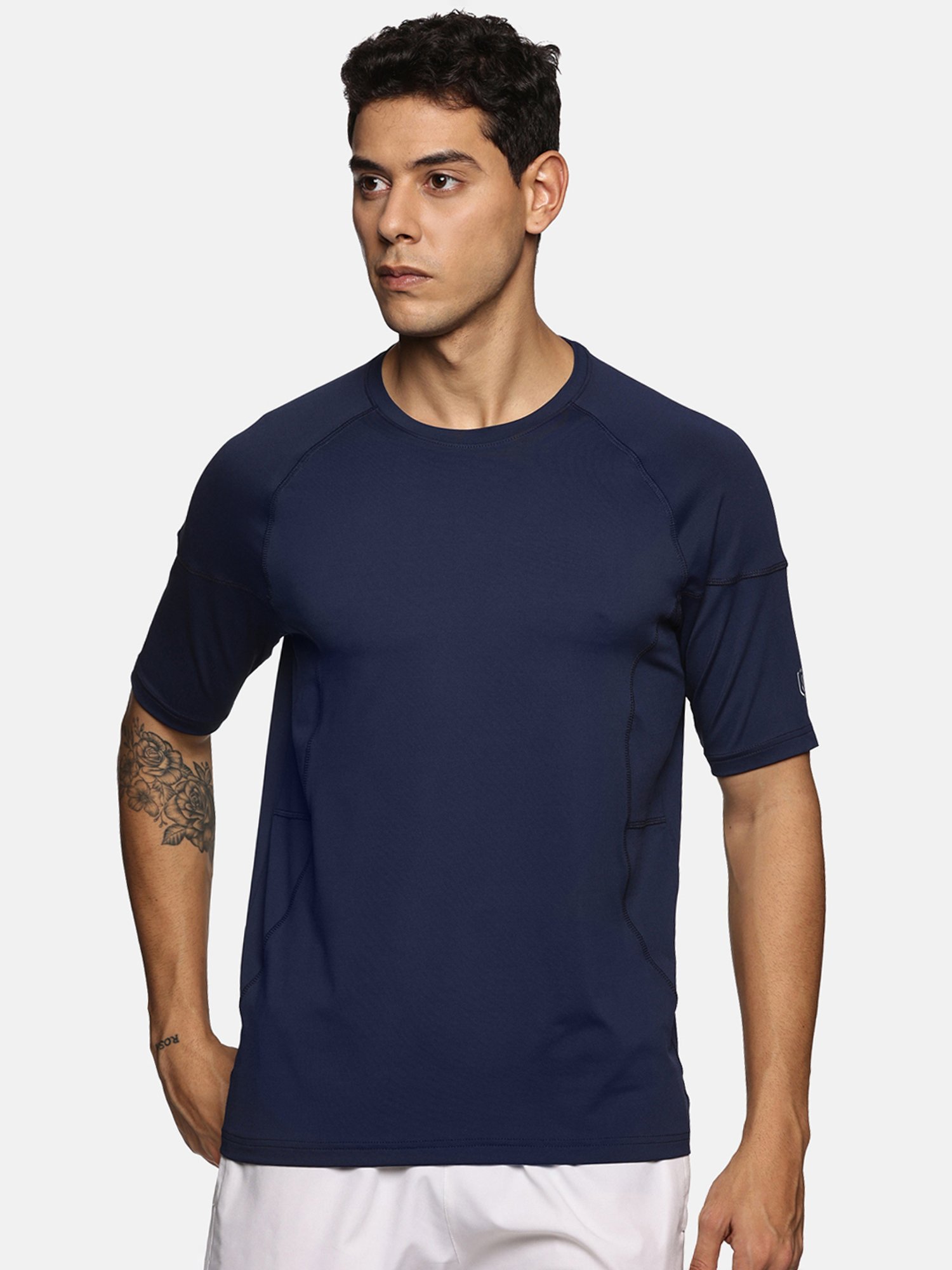 DOMIN8 Men Breathable Quick Dry Regular Fit Sports T-Shirt (Navy Blue)