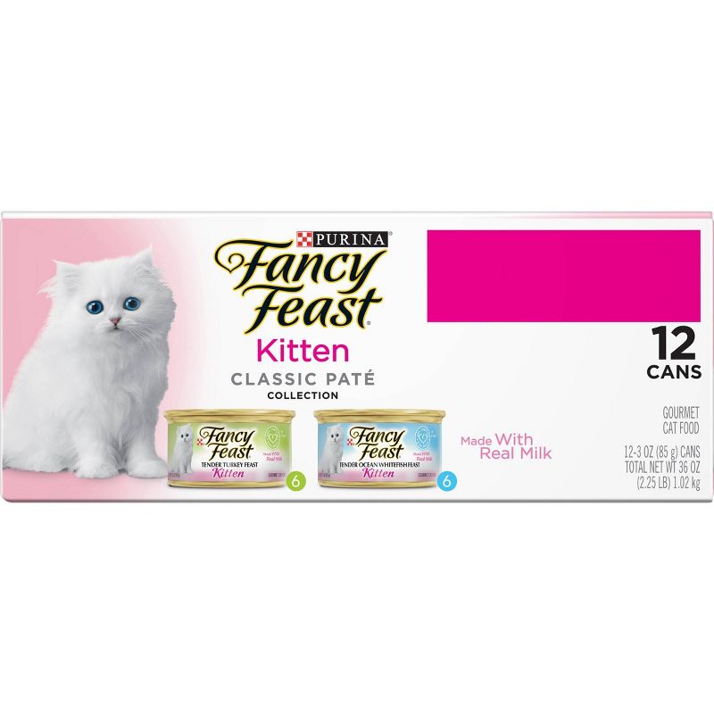 Purina Fancy Feast Classic Paté Gourmet Wet Cat Food Collection Kitten - 3oz/12ct Variety Pack