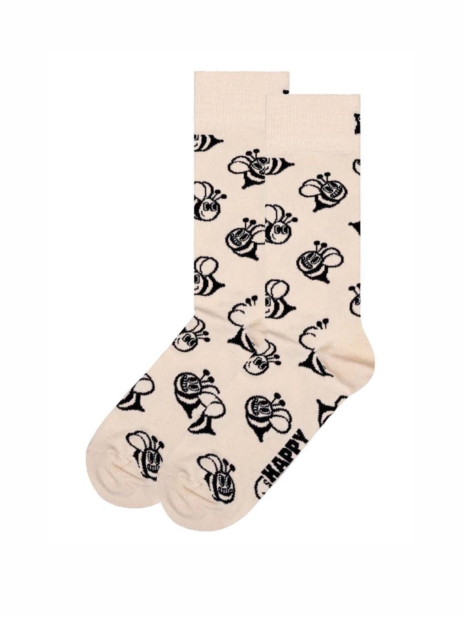 Happy Socks Bee Beige Cotton Printed Socks (36-40)