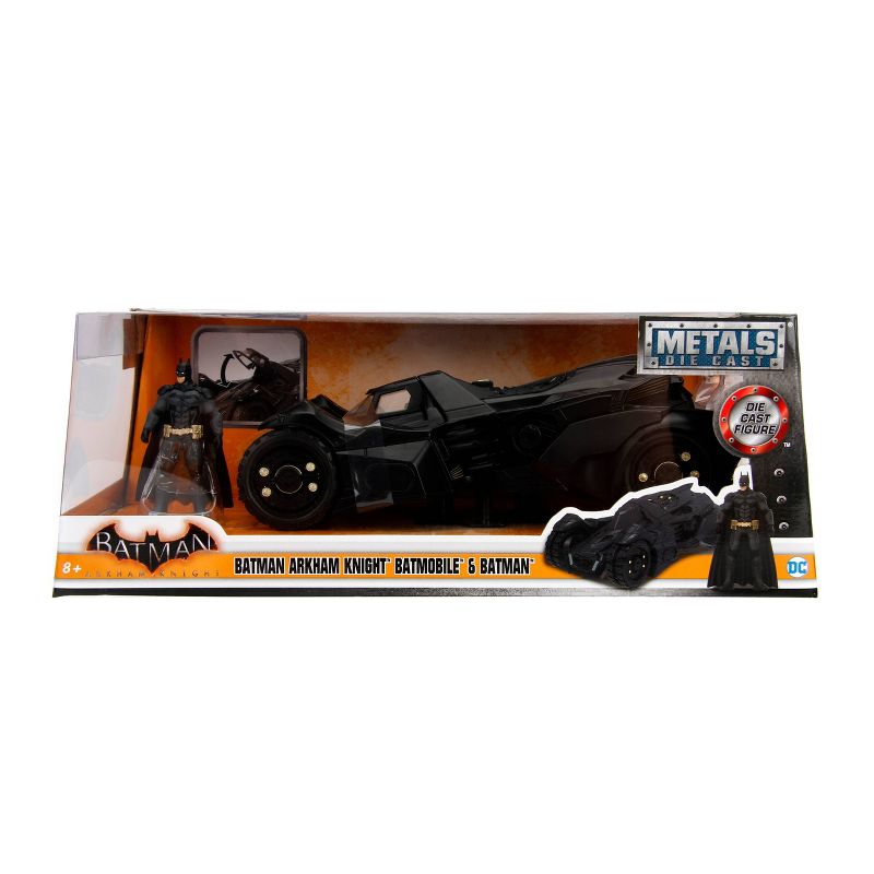 Jada Toys Hollywood Rides Arkham Knight Batmobile Die-Cast Vehicle with Batman Die-Cast Figure 1:24 Scale Primer Black