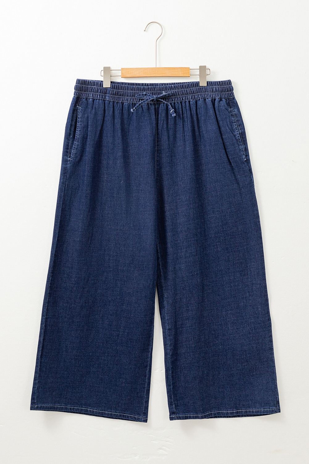 Dark Blue Plus Size Stitching Washed Flare Jeans