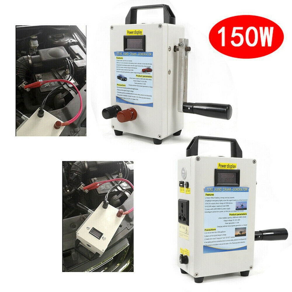 Manual Hand Crank Generator 150W Portable Emergency Power Supply Energy Inverter