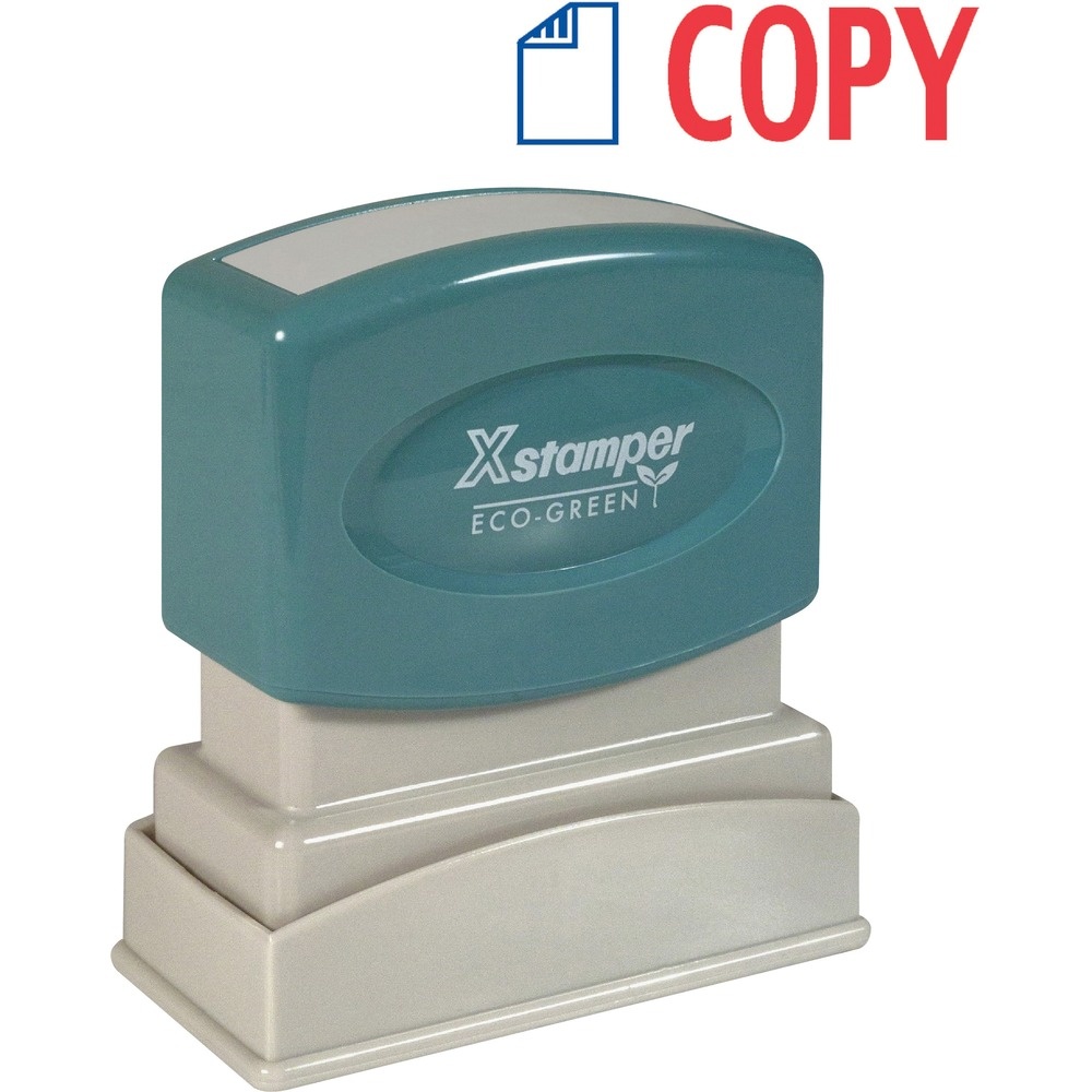 Xstamper 2022 Two-Color Title Stamp, COPY, Blue/Red
