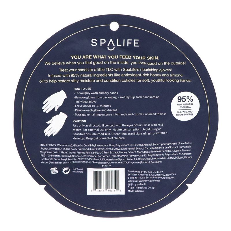 SpaLife Honey and Almond Nourishing Gloves - 0.89oz