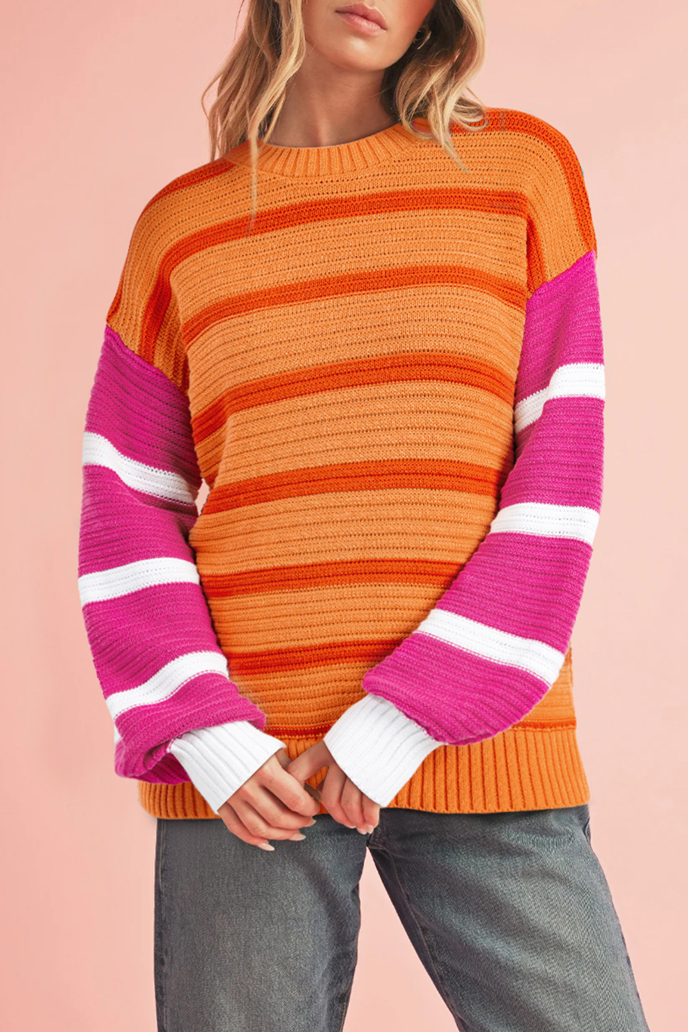 Pink Merry & Bright Pop Up Letter Waffle Knit Sweater