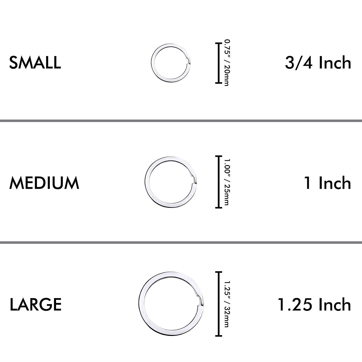 Flat Key Rings Key Chain Metal Split Ring 30pcs (Round 1.25 inch Diameter), for Home Car Keys Organization, Lead Free Nickel Plated Silver