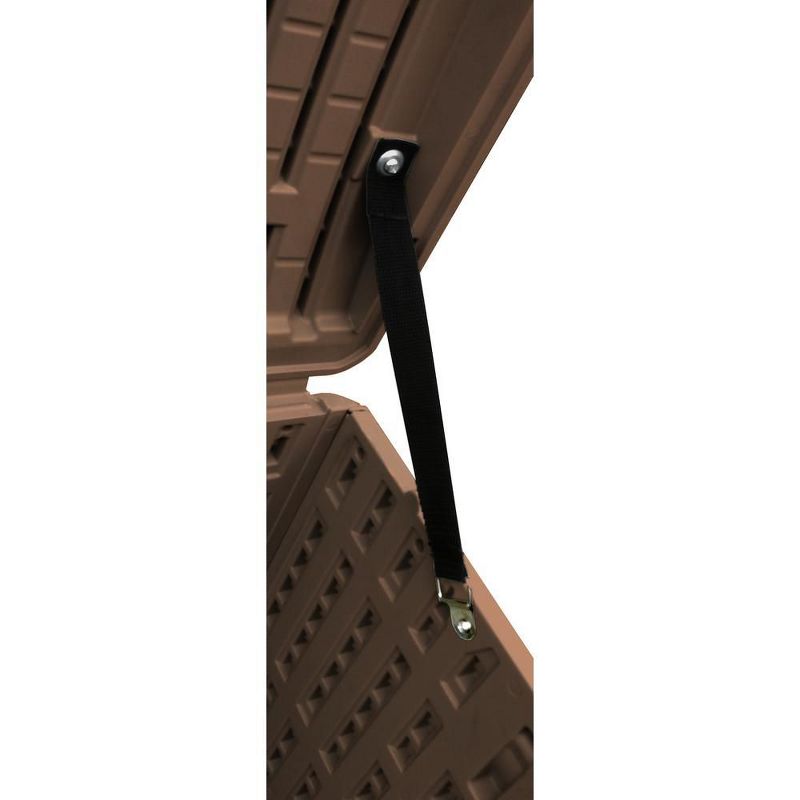 Plastic Development Group 28-Gallon Weather-Resistant Plastic Resin Outdoor Storage Patio Deck Box with Slide and Snap Assembly, Java Brown