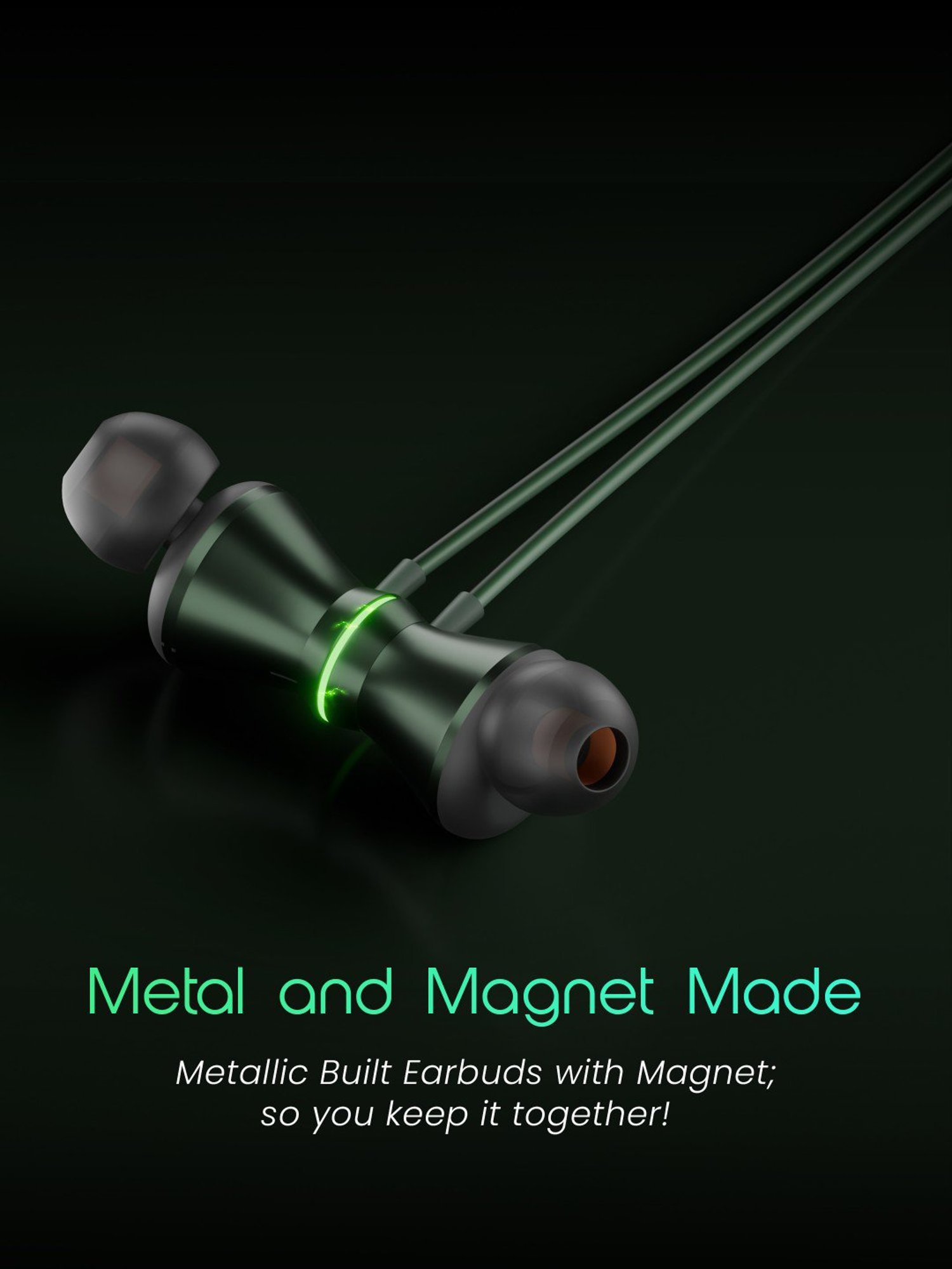 Hammer Nova in Ear C Type Wired Earphones with Mic, In-line Control, Powerful Bass (Green)
