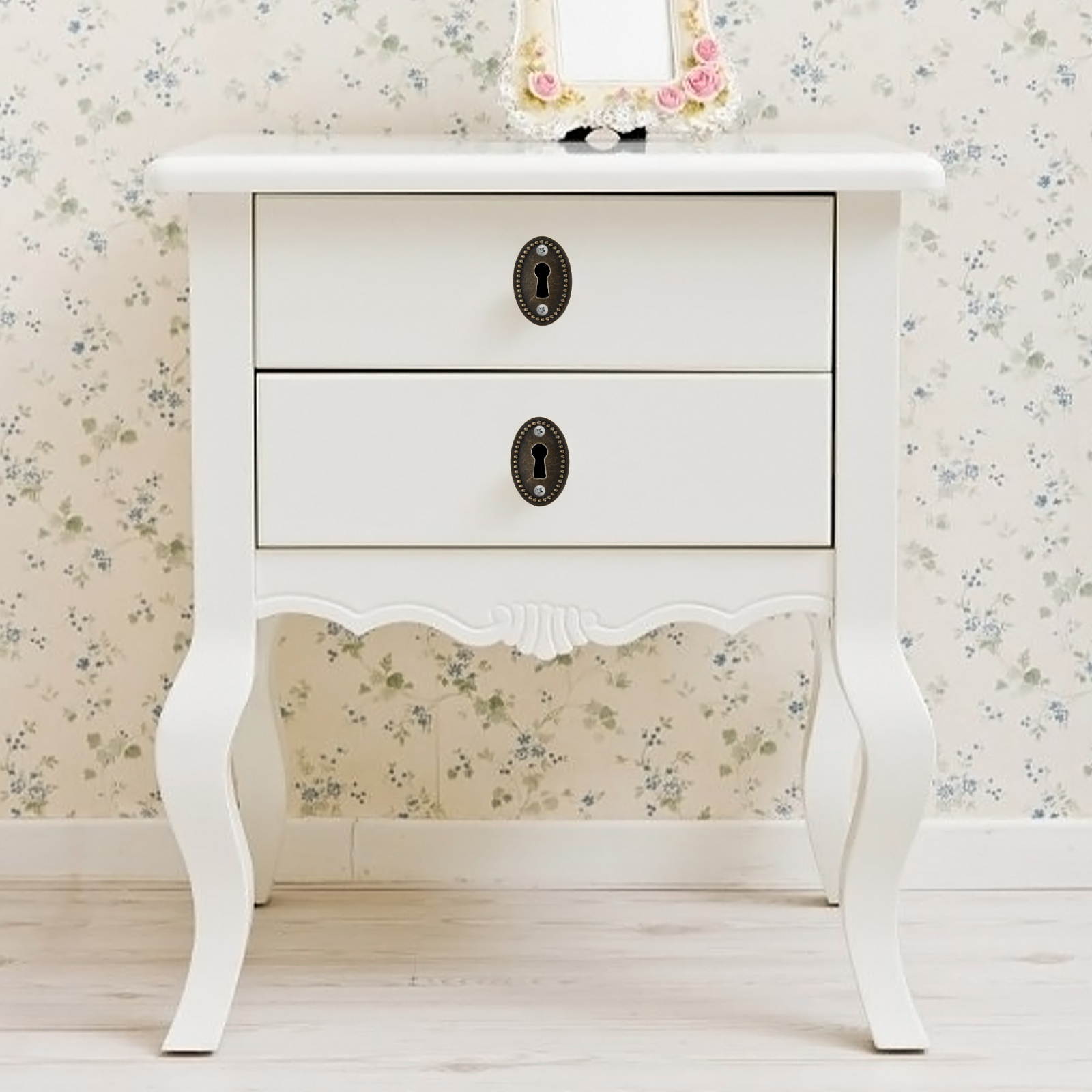 20pcs Oval Antique Keyhole Covers Ornamental Keyhole Escutcheon Plate for Drawer Cabinet