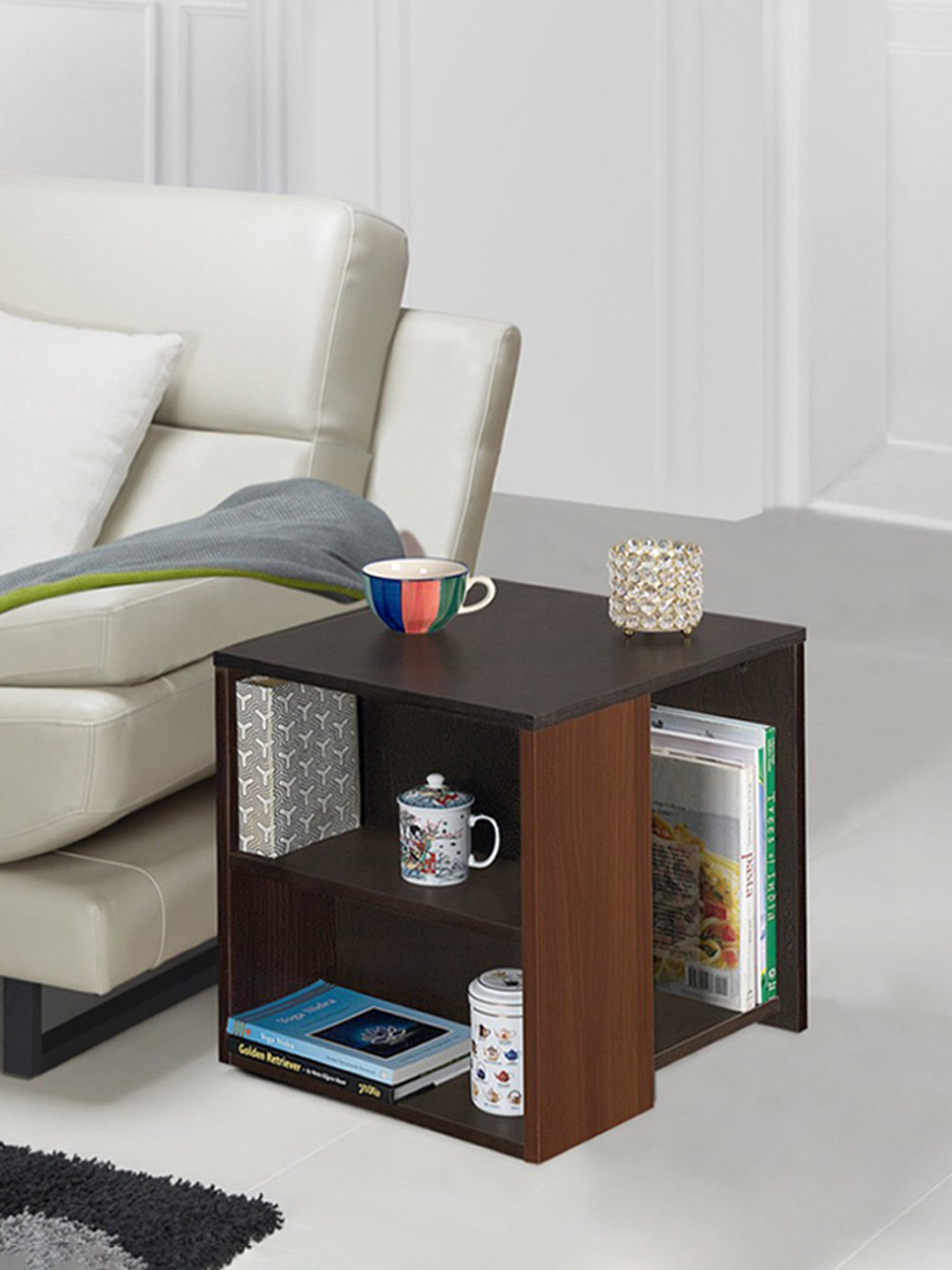 Delite Kom Duo Flowery Wenge Engineered Wood Side Table
