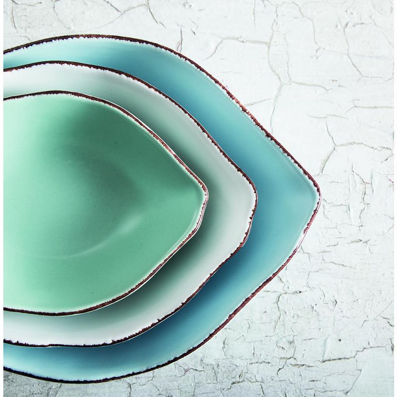 Foodesign Mediterraneo Mixed Color Ceramic 10.5-Inch Fish Bowl, Set of 3