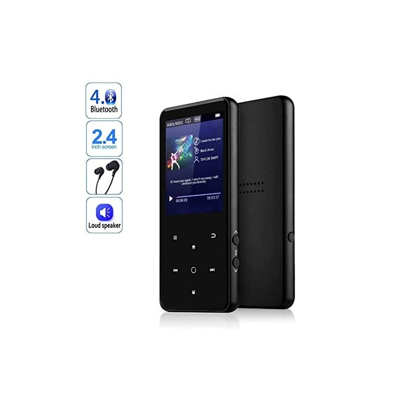 MP3 Player,  16GB MP3 Player with Bluetooth 4.0,Portable Sports Music Player 2.4'' Screen Built-in Speaker with Voice Recorder,FM Radio,Text Reading, HiFi Lossless Sound